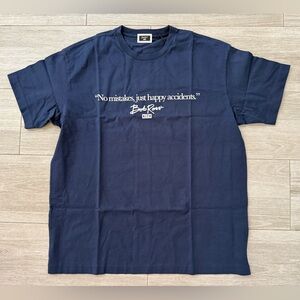 Men's KITH Bob Ross Happy Accidents Quote khm033940-413 Tee Nocturnal Sz Large